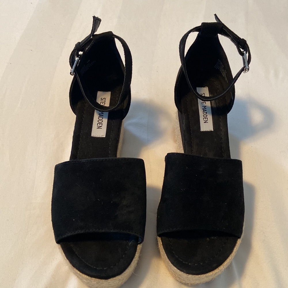 Steve Madden Espadrille black suede Sandals , Size 9M